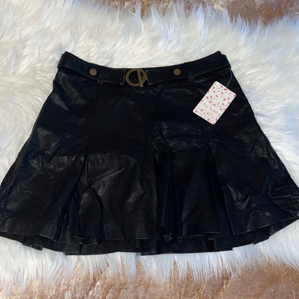 Free People pleated leather skirt